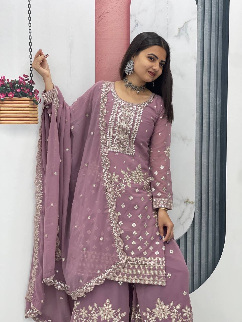 Prisha Fashion Launching New Designer Party Wear Top Plazzo & Dupatta Set