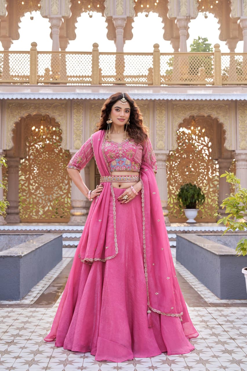 Heavy  Embroidery moti with Sequence & Thred Work Lehenga Choli