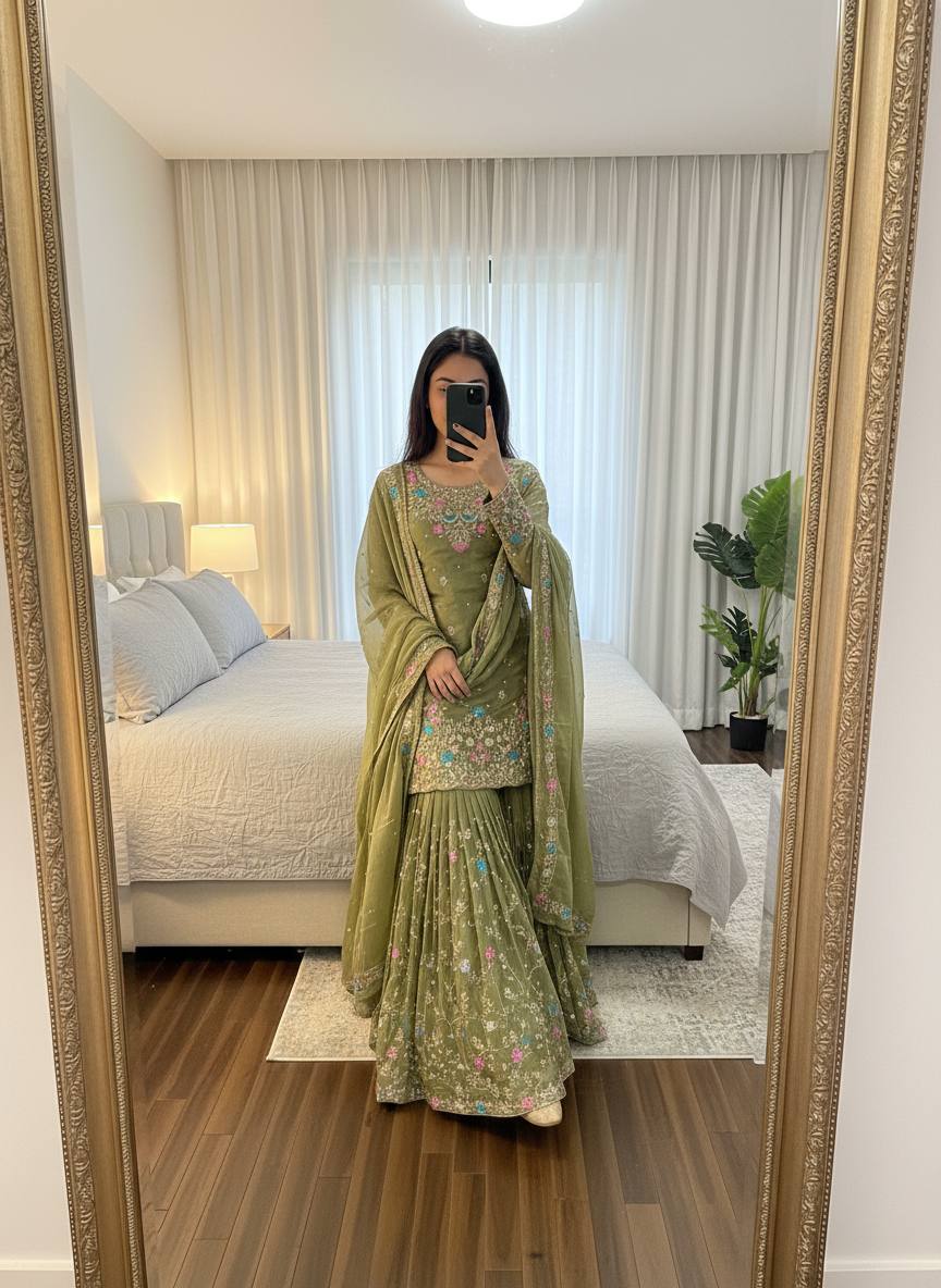 New Designer Party Wear Top Plazzo & Dupatta Set