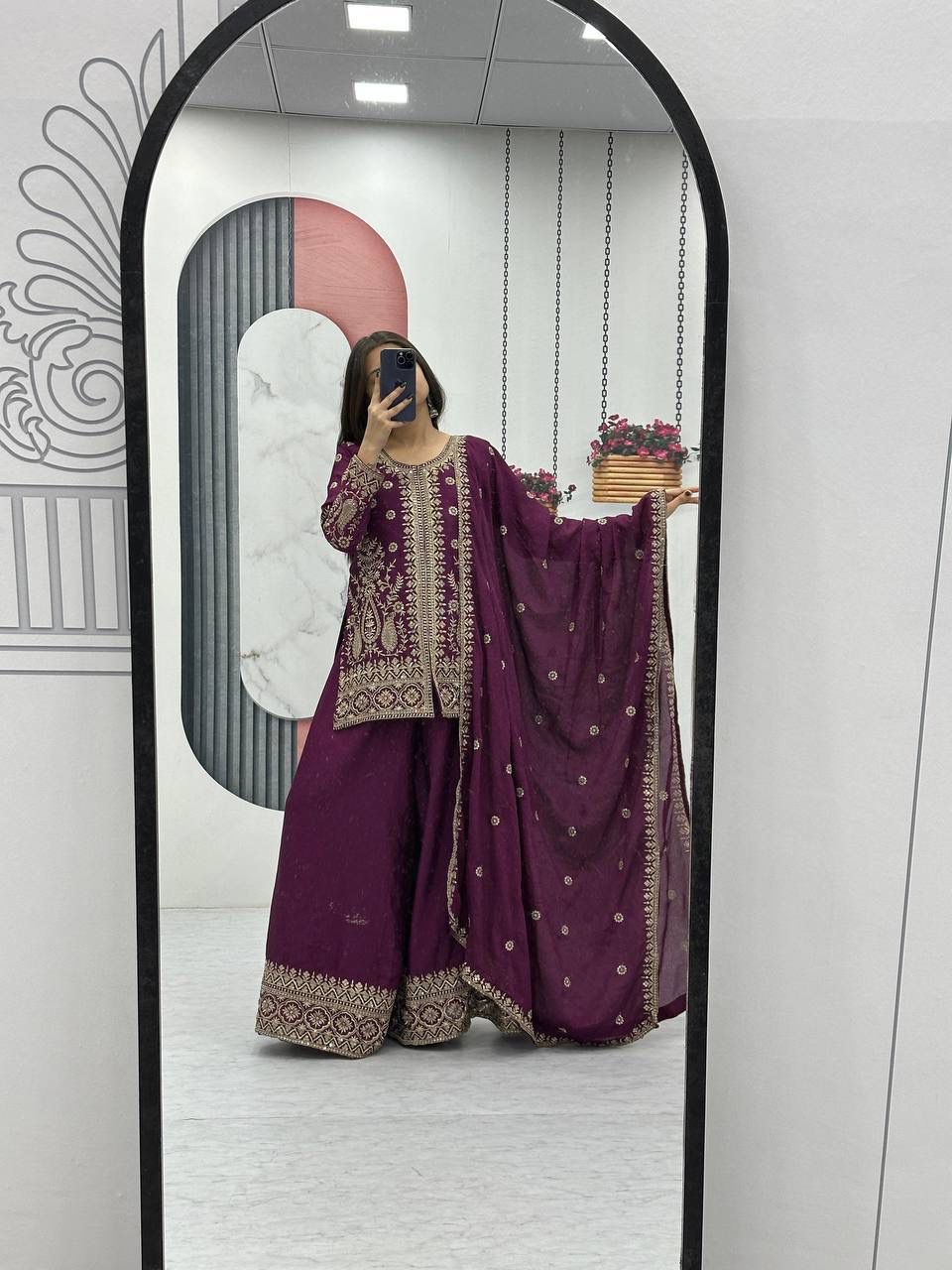 Prisha Fashion Launching New Designer Party Wear Top Plazzo & Dupatta Set