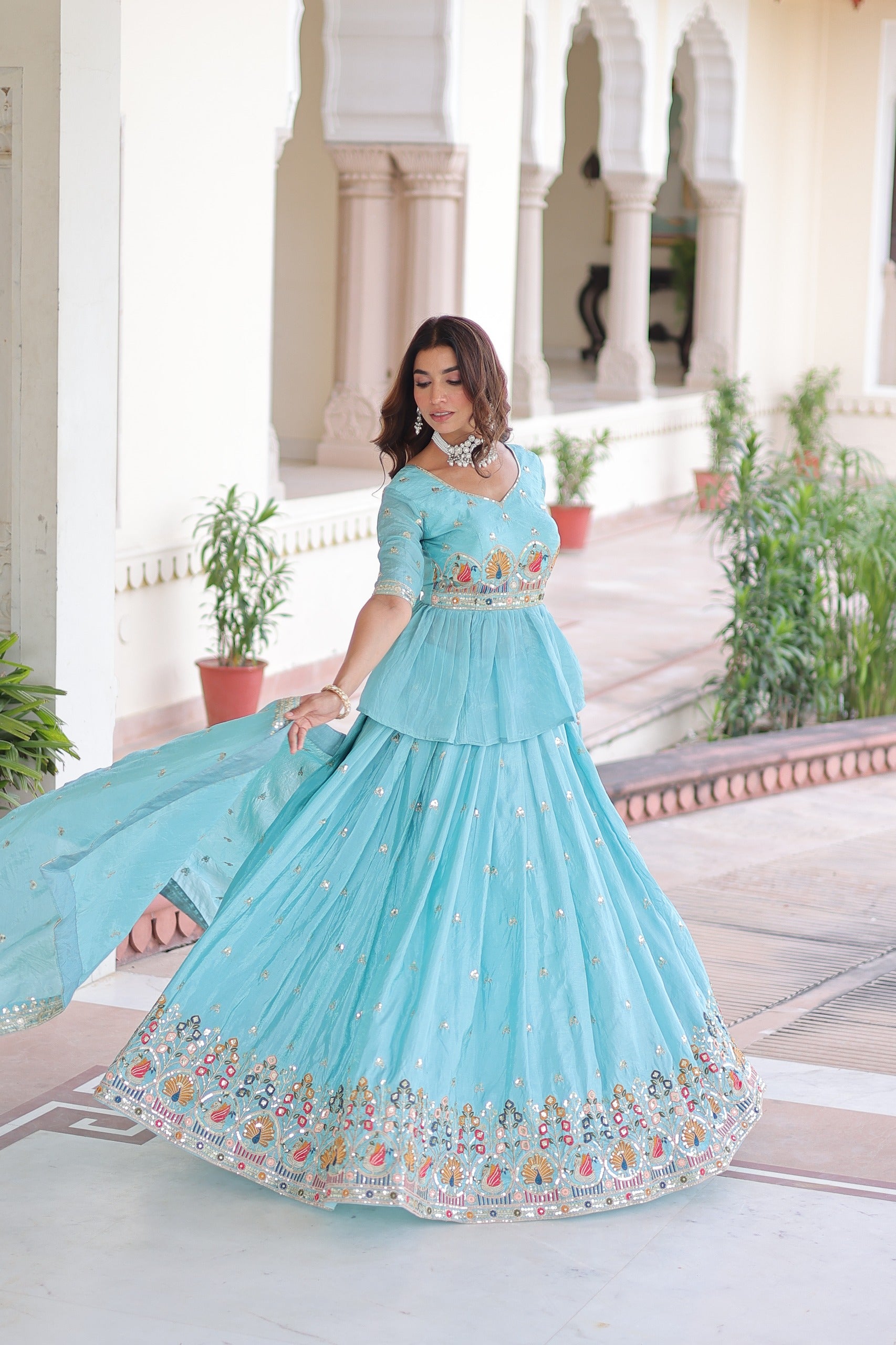 💗 *Premium Designer Sequins Embroidered Readymade Lehenga choli Set* 💃🏻