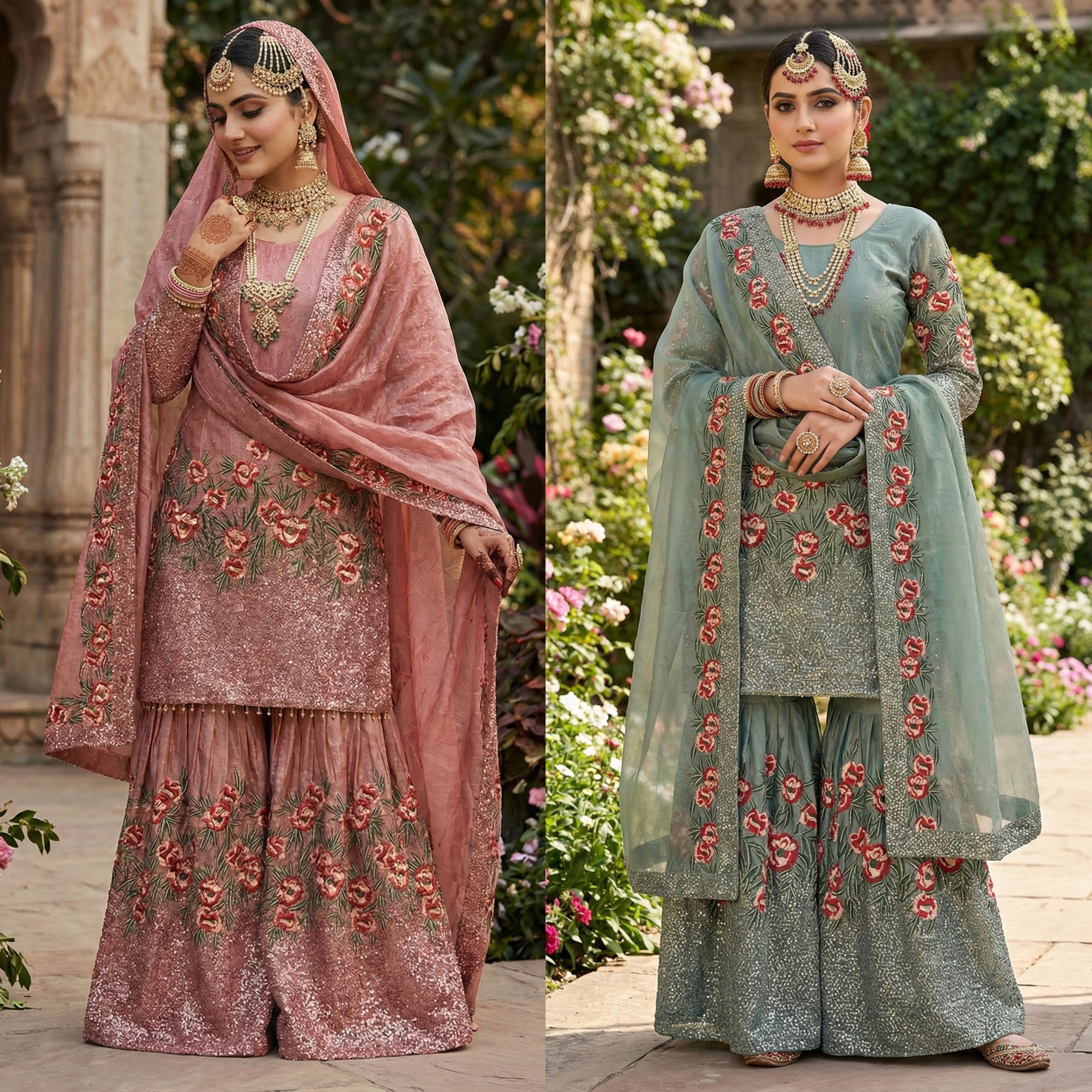 Presenting New Eid 🌙 Collection In Pure Fendy Silk With Heavy Embroidery Sequence Work Top-Bottom And Dupatta Set Fully Stitched Ready To Wear 🔥😍