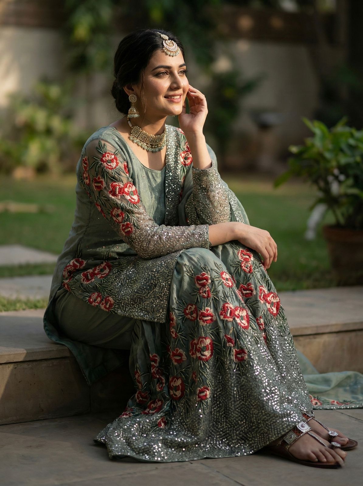 Presenting New Eid 🌙 Collection In Pure Fendy Silk With Heavy Embroidery Sequence Work Top-Bottom And Dupatta Set Fully Stitched Ready To Wear 🔥😍