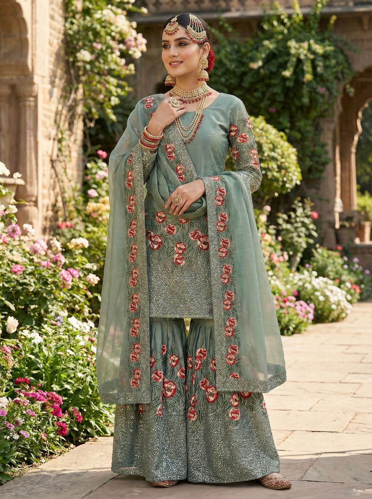 Presenting New Eid 🌙 Collection In Pure Fendy Silk With Heavy Embroidery Sequence Work Top-Bottom And Dupatta Set Fully Stitched Ready To Wear 🔥😍