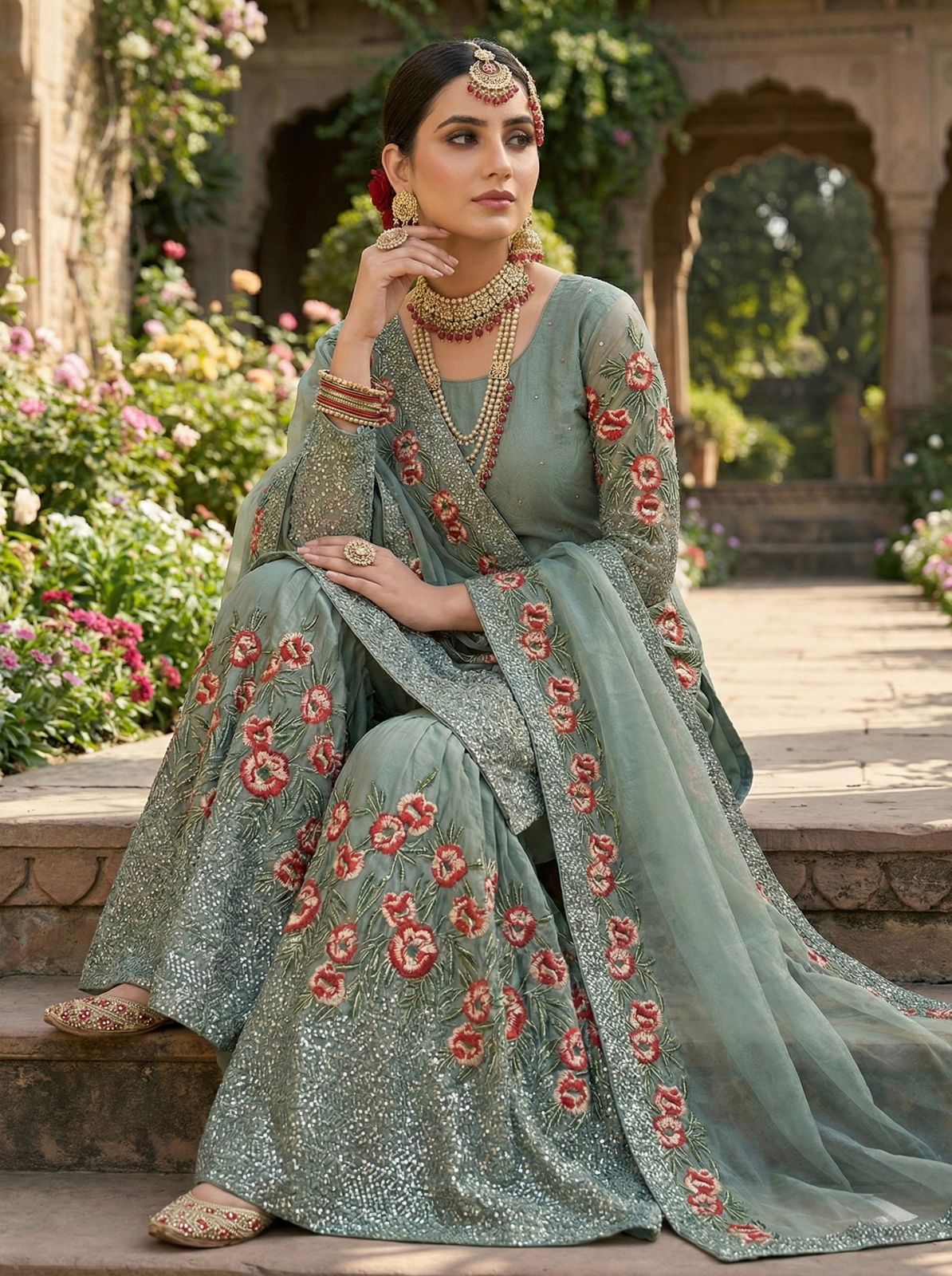 Presenting New Eid 🌙 Collection In Pure Fendy Silk With Heavy Embroidery Sequence Work Top-Bottom And Dupatta Set Fully Stitched Ready To Wear 🔥😍