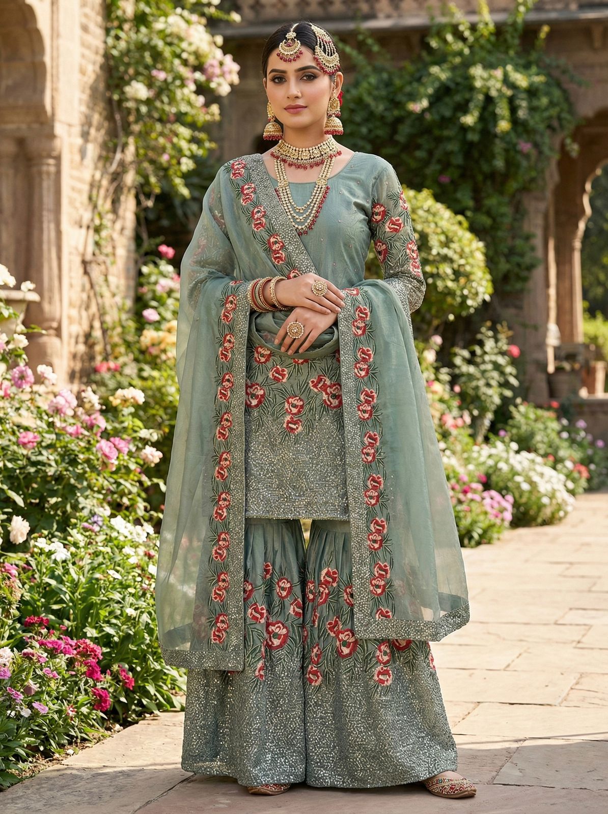 Presenting New Eid 🌙 Collection In Pure Fendy Silk With Heavy Embroidery Sequence Work Top-Bottom And Dupatta Set Fully Stitched Ready To Wear 🔥😍