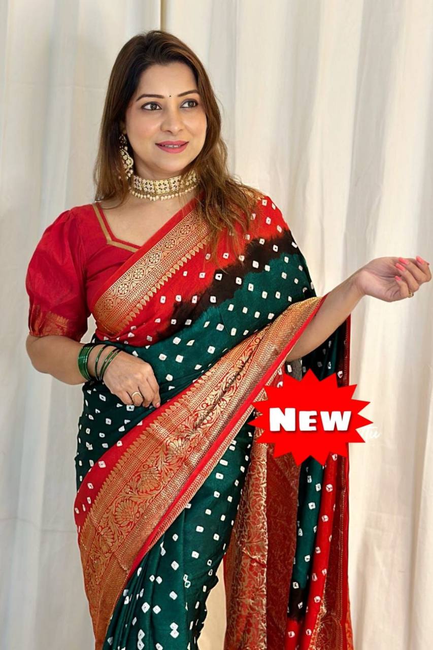 New  Kanjivaram Bandhani Saree