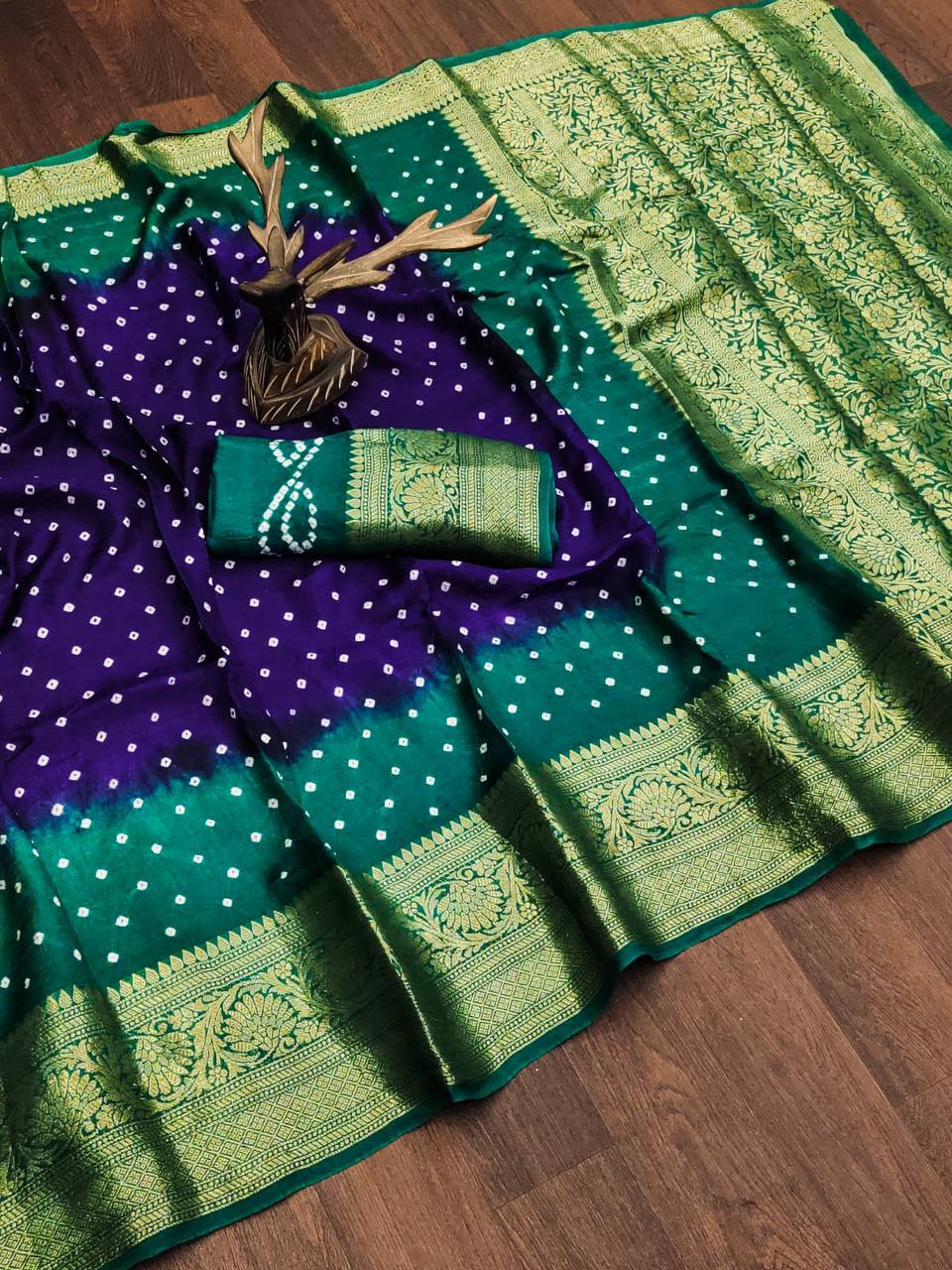 New  Kanjivaram Bandhani Saree