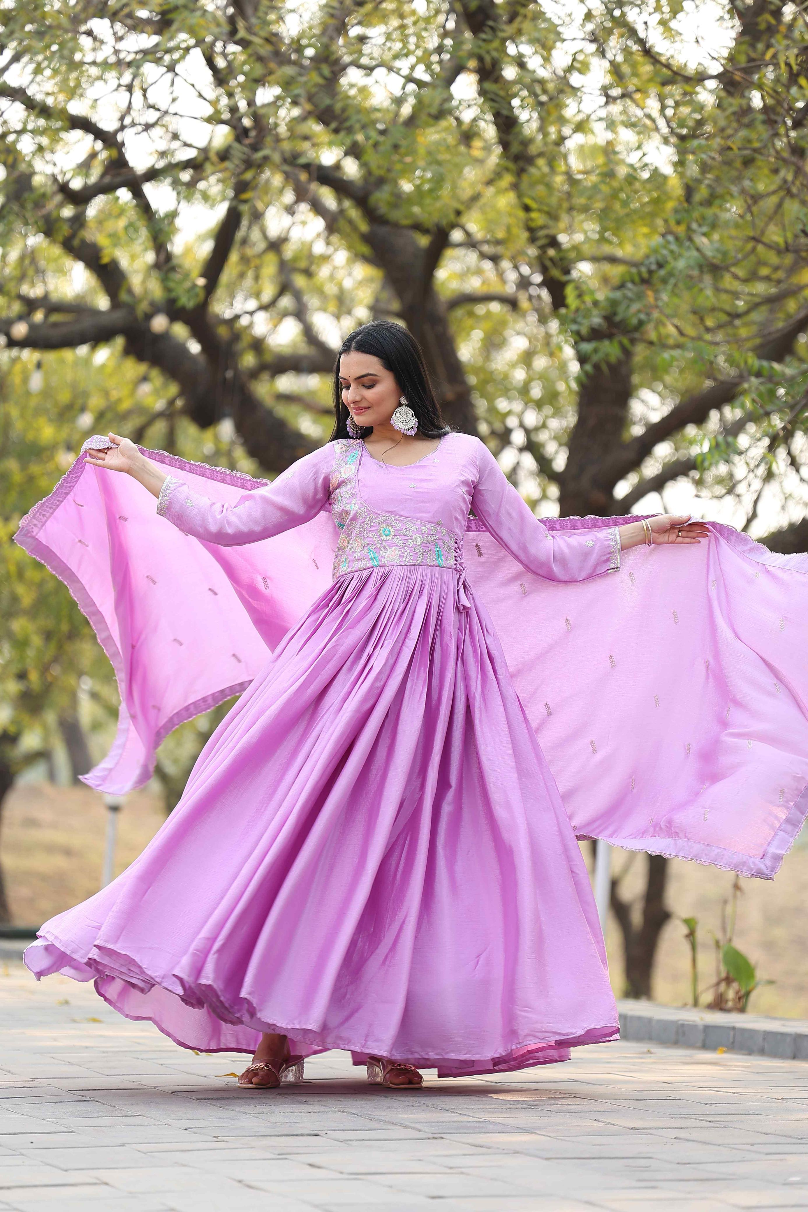 Lavender Dream Anarkali Gown with Elegant Dupatta