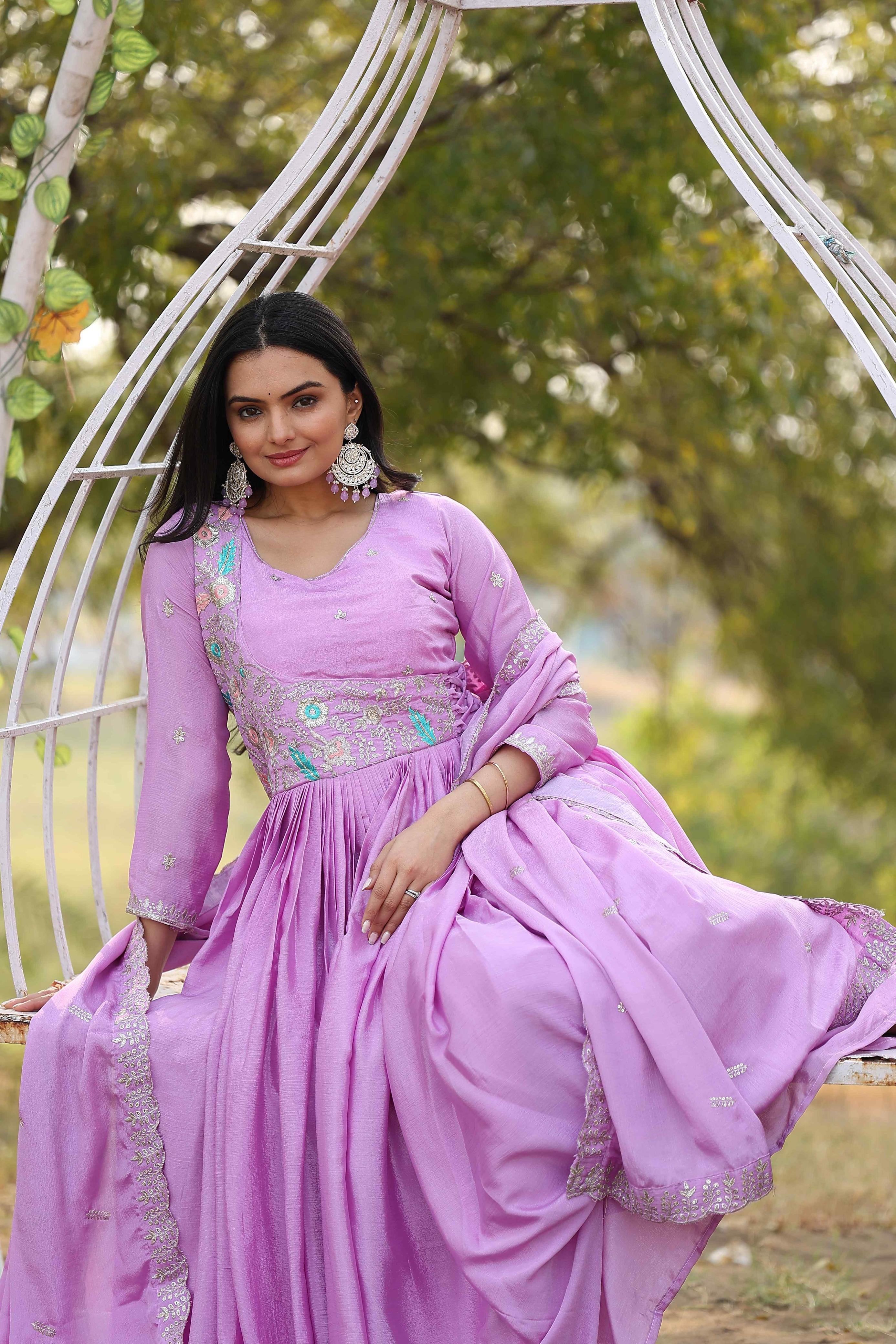 Lavender Dream Anarkali Gown with Elegant Dupatta