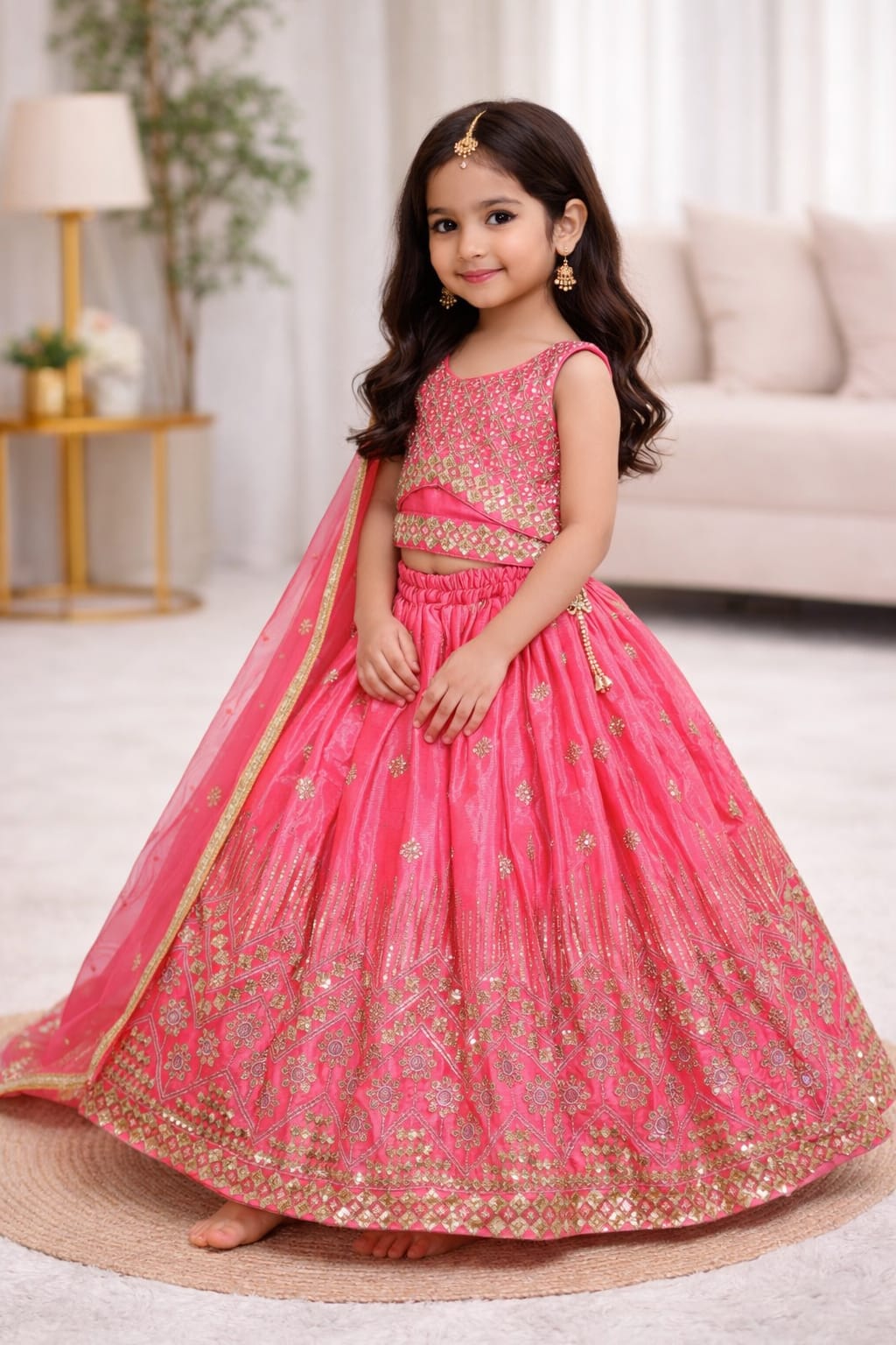 Elegant Mint Green,sky blue,rani pink Designer Kids Lehenga Choli with Heavy Embroidery All three come with golden embroidery, giving a rich traditional look ✨