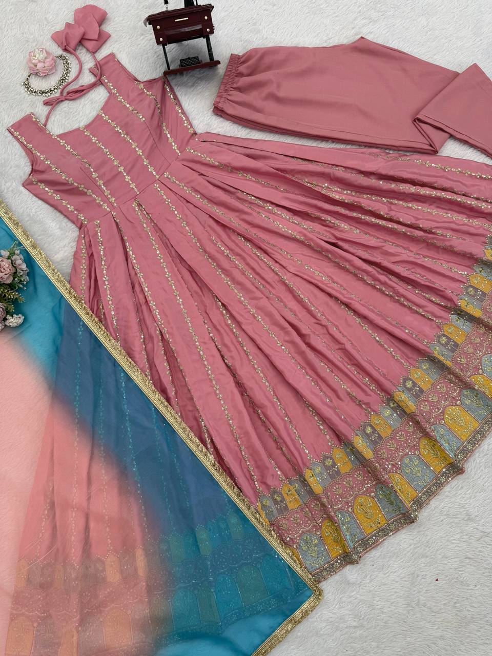 New Designer Party Wear Top Pent & Dupatta Set