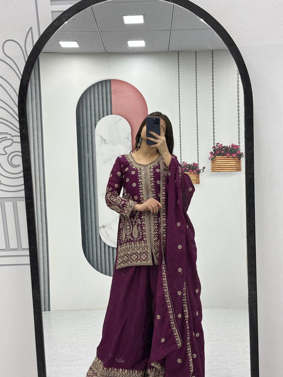 Prisha Fashion Launching New Designer Party Wear Top Plazzo & Dupatta Set