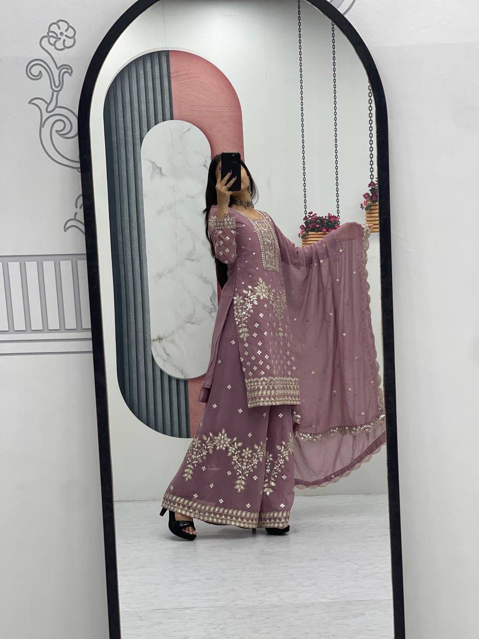 Prisha Fashion Launching New Designer Party Wear Top Plazzo & Dupatta Set