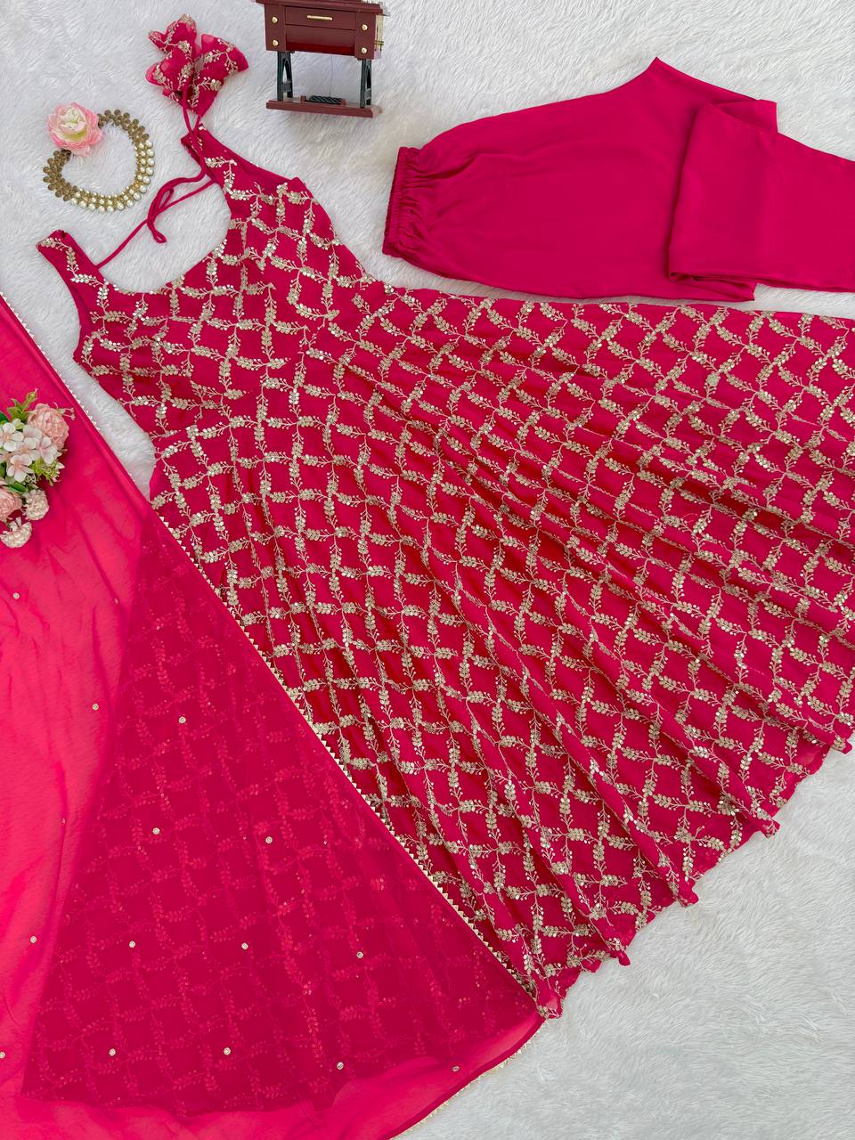 New Designer Party Wear Top Sharara & Dupatta Set